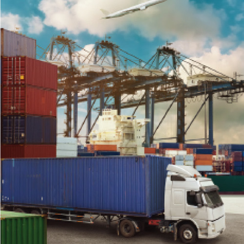 Aviation, port and road freight transport